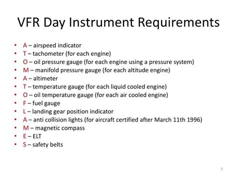 day vfr equipment requirements.